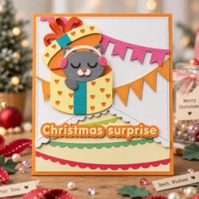 Sumflying Cat In Gift Box Metal Cutting Dies