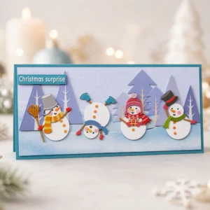 Sumflying Christmas Snowman Metal Cutting Dies Christmas Surprise Snowmen Pano Card Realistic 01