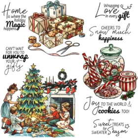 Sumflying Christmas Theme Tree Gifts Santa Clear Stamps