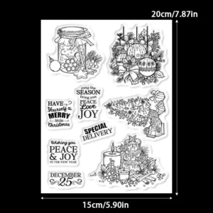 Sumflying Christmas Theme Snowman Tree Holly Clear Stamps Christmas Theme Clear Stamps 9 02