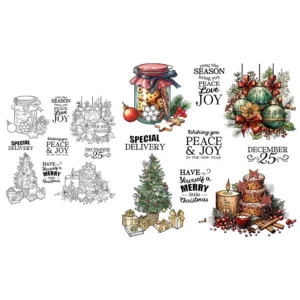 Sumflying Christmas Theme Snowman Tree Holly Clear Stamps Christmas Theme Clear Stamps 9 05