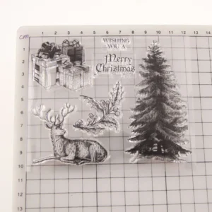 Christmas Tree Gift Stamp Set - detail view | clear stamp