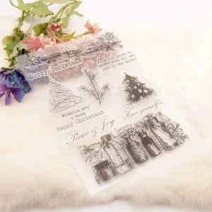 Christmas Tree Peace Joy Stamp Set - size chart | clear stamp