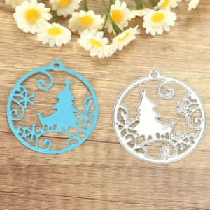 Christmas Tree Round Tag Metal Cutting Dies Side View - 240-DC-2287
