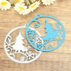 Christmas Tree Round Tag Metal Cutting Dies Back View - 240-DC-2287