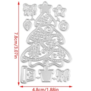 Christmas Tree with Decorations Metal Cutting Dies Detail View - 240-DC-2474