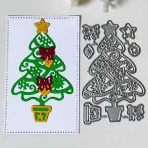 Christmas Tree with Decorations Metal Cutting Dies Side View - 240-DC-2474