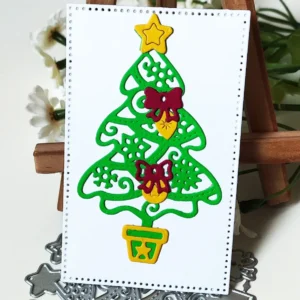 Christmas Tree with Decorations Metal Cutting Dies Back View - 240-DC-2474