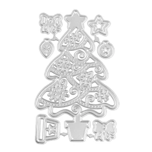 Christmas Tree with Decorations Metal Cutting Dies Usage View - 240-DC-2474