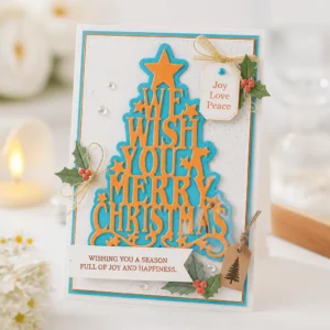 Merry Christmas Tree with Words Metal Cutting Dies Christmas Wish Tree Card 02