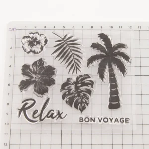 Coconut Tree Stamp Set - detail view | clear stamp