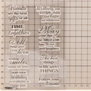 Confession Wishing Words Clear Stamp Set - size chart | clear stamp