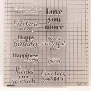 Congratulations Wishing Greetings Clear Stamp Set - size chart | clear stamp
