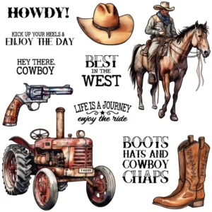 Cool Cowboy Tractor And Boots Clear Stamps 00