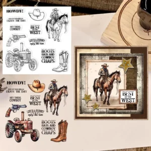 Cool Cowboy Tractor And Boots Clear Stamps 01