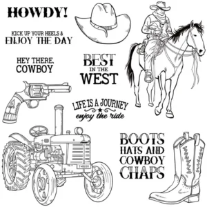 Cool Cowboy Tractor And Boots Clear Stamps 04