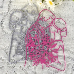 Detail view – Sumflying Couple Affectionate Metal Cutting Dies die-cut result on paper