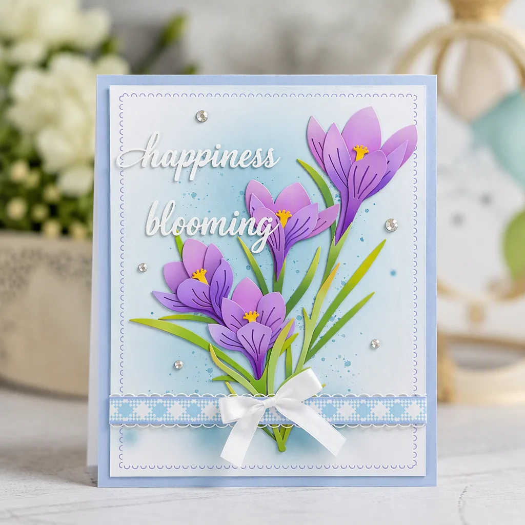 Sumflying Crocus Flower Metal Cutting Dies Crocus Happiness Card Realistic 01