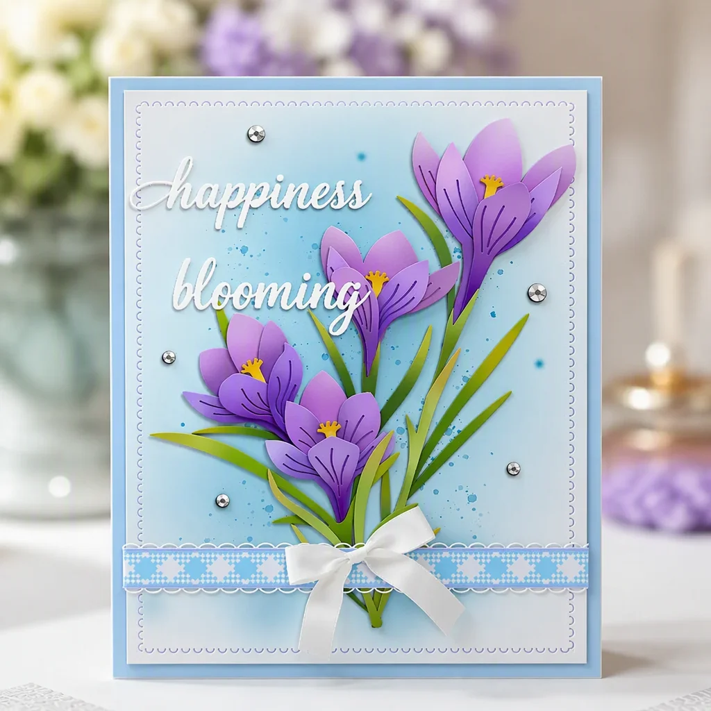 Sumflying Crocus Flower Metal Cutting Dies Crocus Happiness Card Realistic 02