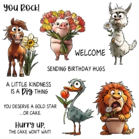 Sumflying Cute Animals Flowers Bunny Clear Stamps