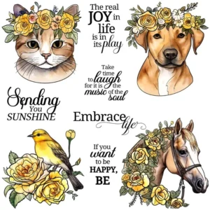 Cute Animals Flowers Clear Stamps 00