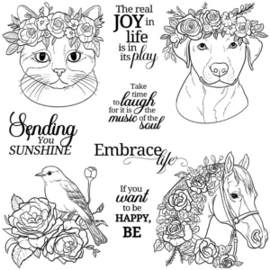 Cute Animals Flowers Clear Stamps 02
