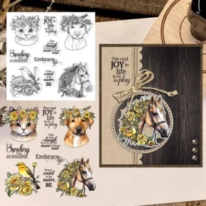 Cute Animals Flowers Clear Stamps 03