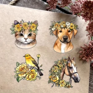 Cute Animals Flowers Clear Stamps 04