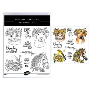 Cute Animals Flowers Clear Stamps 05