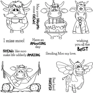 Sumflying Cute Cows Birthday Clear Stamps Cute Cows Clear Stamps 04