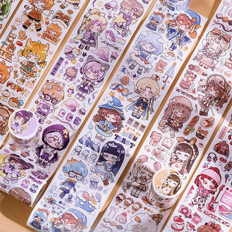 Cute Cartoon Girls Journal Washi Tape Cute Cartoon Girls Journal Washi Tape