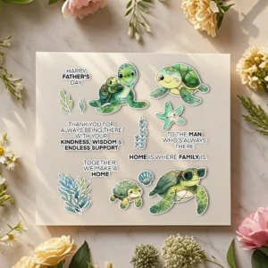Sumflying Cute Turtle Sea Ocean Clear Stamps Cute Turtle Clear Stamps 03