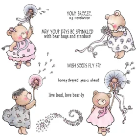 Sumflying Dandelion Bear Wish Floral Clear Stamps