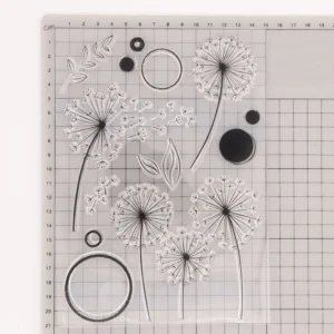 Dandelion Stamp Set - detail view | clear stamp