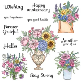 Sumflying Dense Bouquet Flowers Clear Stamps