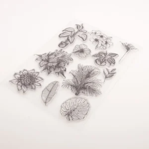 Different Tropical Leaves Flowers Stamp Set - packaging photo | clear stamp