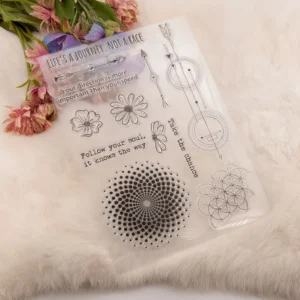 Direction with Flower Spots Stamp Set - size chart | clear stamp