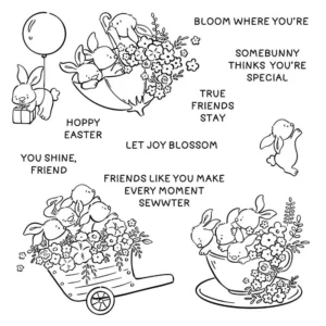 Sumflying Easter Bunny Wheelbarrow Clear Stamps Easter Bunny Clear Stamps 6 04