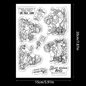 Sumflying Easter Little Girl Egg Hunt Clear Stamps Easter Little Girl Clear Stamps 03