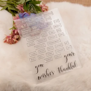 Essential Word Labels Stamp Set - size chart | clear stamp