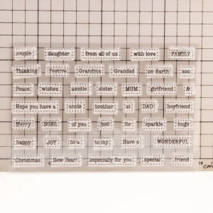 Family Members Letters Clear Stamp Set - size chart | clear stamp