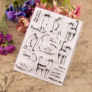 Fancy Cat Stamp Set - detail view | clear stamp