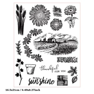 Farm Sunflower Clear Stamp Set - detail view | clear stamp
