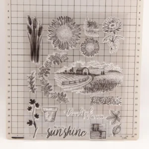 Farm Sunflower Clear Stamp Set - size chart | clear stamp