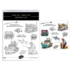 Father Fishing And Fishing Boat Clear Stamps 03