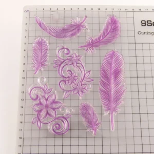 Feather Set Stamp Set - detail view | clear stamp