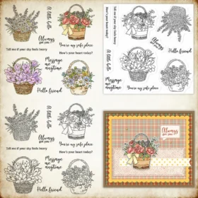 Sumflying Flower Basket Lavender Clear Stamps