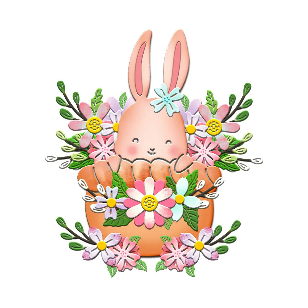 Flower Basket Rabbit Metal Cutting Dies 02 Flower Basket Rabbit Metal Cutting Dies 02