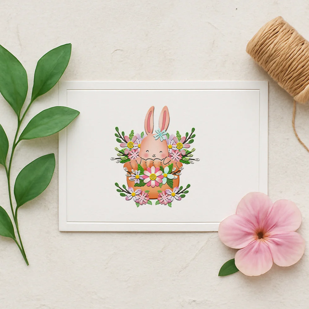 Flower Basket Rabbit Metal Cutting Dies 04 Flower Basket Rabbit Metal Cutting Dies 04
