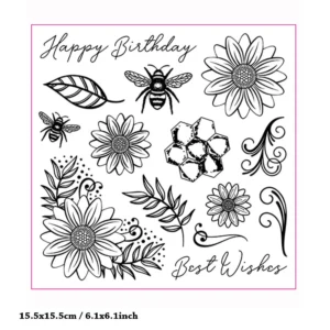 Flower Bee Clear Stamp Set - detail view | clear stamp